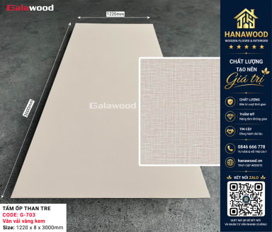Galawood G-703 8mm Vân Vải Vàng Kem bề mặt mềm mại sang trọng