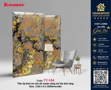 Tấm Ốp Than Tre Kosmos TT-104 Giả Xuyên Sáng Đá Núi Lửa Ánh Vàng độc đáo