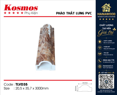 Phào Thắt Lưng PVC Vân Đá Kosmos TLVD35 góc cận cảnh vân đá sang trọng