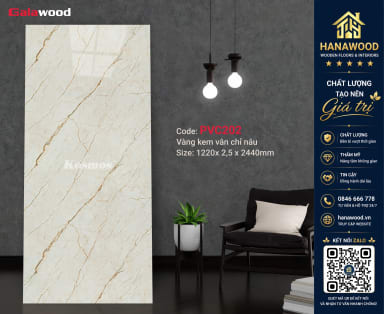 Ốp Tường Nhựa PVC Giả Đá Galawood PVC202 bề mặt sáng bóng chống nước tuyệt đối
