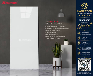 PVC Giả Đá Ốp Tường Kosmos Màu Trắng Trơn PVC2023 hiện đại tối giản