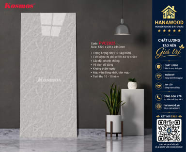 Tấm Nhựa Ốp Tường Giả Bê Tông Kosmos PVC2025 phong cách xi măng xám