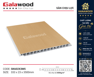 Tấm Lát Sàn Chịu Lực Giả Gỗ Galawood SK602X3M5 tông màu sáng mở rộng diện tích