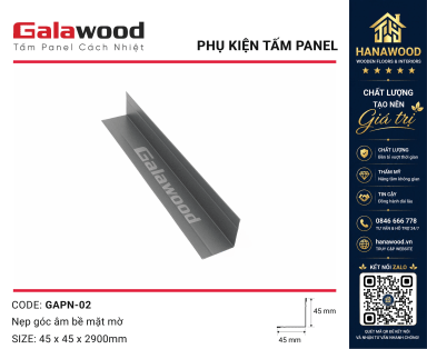 Nẹp Góc Trong Trang Trí Tấm Panel GAPN-02 Màu Xám hiện đại che mối nối góc