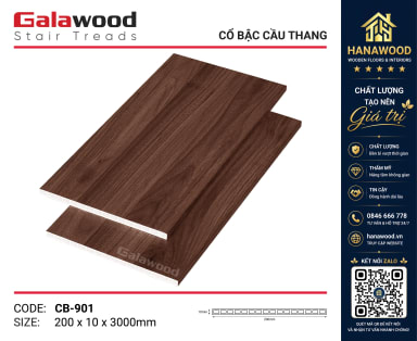 Cổ Bậc Cầu Thang Nhựa PVC Giả Gỗ Galawood CB-901 che khe bậc cầu thang chống nước
