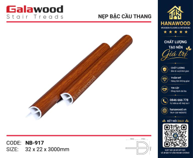 Nẹp Bậc Cầu Thang Nhựa Giả Vân Gỗ Galawood NB-917 chống trơn mộc mạc nhẹ bền
