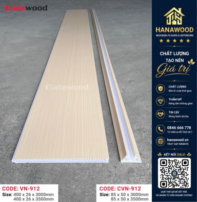 Vách Ngăn Nhựa PVC Ngăn Phòng Ngủ Galawood VN-912X3M vân gỗ mộc mạc nhẹ bền