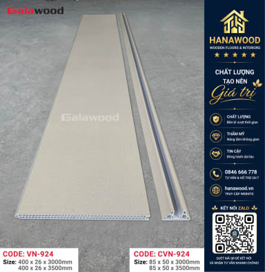 Vách Ngăn Nhựa PVC Ngăn Phòng Ngủ Galawood VN-924X3M mảng rộng chống ẩm mốc