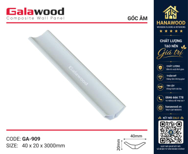 Phào Góc Âm Màu Trắng Vân Vải Galawood GA909 tinh tế nhẹ bền