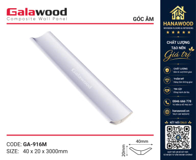 Phào Góc Âm Galawood GA916M Màu Trắng Trơn phủ UV chống bám bụi