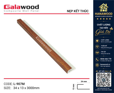 Phụ Kiện Nẹp Kết Thúc Tấm Ốp Tường Giả Vân Gỗ Galawood L907 - Hanawood TP.HCM