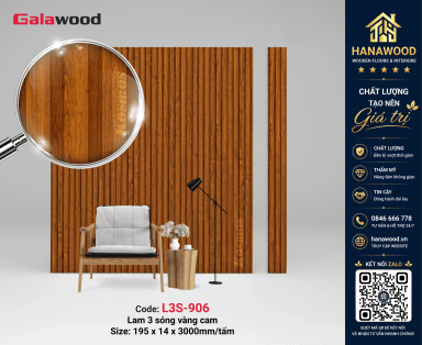 Lam 3 Sóng Thấp Ốp Tường Ốp Trần Galawood L3S-907 màu vân gỗ sẫm ấm cúng