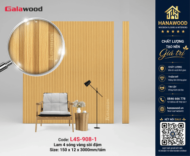 Tấm Nhựa Ốp Tường Lam Sóng Giả Gỗ Galawood L4S-098-1 chất nhựa nguyên sinh