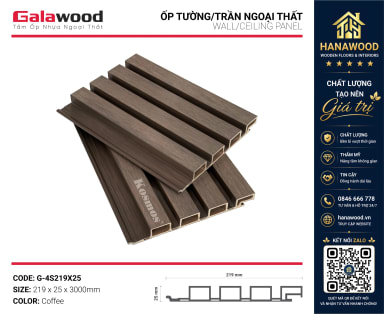 Tấm Ốp Lam 4 Sóng Ngoài Trời Phủ ASA Galawood G-4S219X25 Coffee chịu nắng mưa không mối mọt