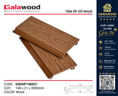 Tấm Ốp Trần Ban Công Gỗ Nhựa Galawood G3DOP148X21 Wood chống mối mọt không phai màu