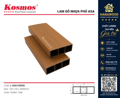 Thanh Lam Gỗ Nhựa Phủ ASA Kosmos L-ASA150X50 Golden Teak chịu thời tiết khắc nghiệt