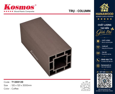 Trụ Pergola Giàn Hoa Kosmos T120x120 Coffee kết cấu vuông vắn chống nứt nẻ