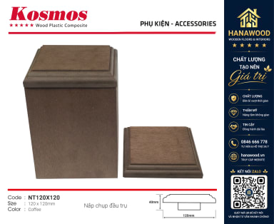 Nắp Chụp Đầu Trụ Pergola Gỗ Nhựa Kosmos NT120X120 Coffee chất liệu composite siêu bền