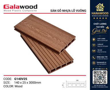 Sàn Hồ Bơi Gỗ Nhựa Galawood G140V25 Wood khả năng chống trượt bám chân tốt ngoài trời