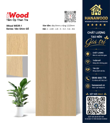 Tấm Ốp Sợi Than Tre Đa Năng Vân Gỗ iWood WEiR-1 chống ẩm mốc không cong vênh