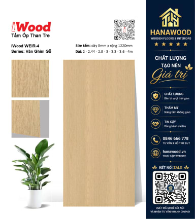 Tấm Ốp Sợi Than Tre Đa Năng Vân Gỗ iWood WEiR-4 chất liệu cao cấp chống mối mọt