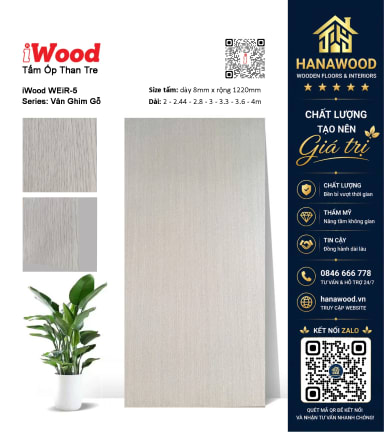 Tấm Ốp Sợi Than Tre Đa Năng Vân Gỗ iWood WEiR-5 chịu lực va đập không bám bụi