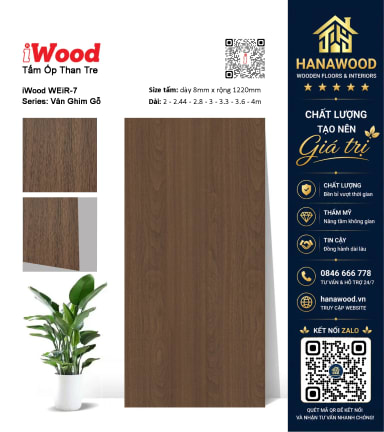 Tấm Ốp Sợi Than Tre Đa Năng Vân Gỗ iWood WEiR-7 tính năng cách âm chống cháy lan