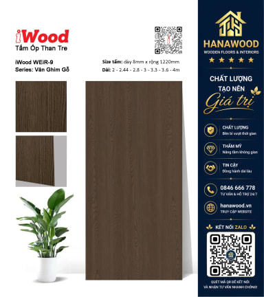 Tấm Ốp Sợi Than Tre Đa Năng Vân Gỗ iWood WEiR-9 độ bền cao trang trí nội thất