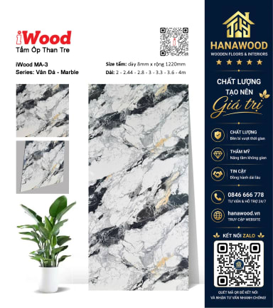 Tấm Sợi Than Tre Đa Năng Vân Đá iWood MA-3 khả năng chống nước uốn cong linh hoạt
