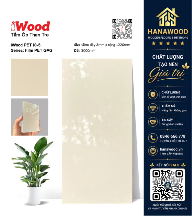Tấm Ốp Tường Sợi Than Tre Đa Năng iWood iS-5 chống mối mọt không cong vênh