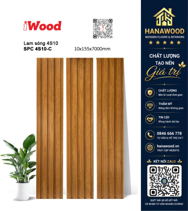 Lam Sóng Nhựa Ốp Tường Giả Vân Gỗ iWood 4S10-C khả năng chống nước tuyệt đối