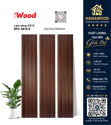 Tấm Lam 4 Sóng Nhựa Giả Gỗ Ốp Tường iWood 4S10-E tông màu mộc mạc cách âm tốt