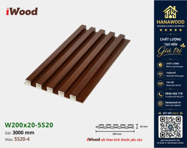 Tấm Nhựa Lam 5 Sóng Giả Gỗ iWood 5S20-4 chất liệu nhựa PVC cao cấp mộc mạc