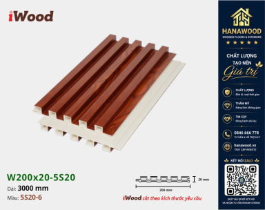Tấm Nhựa Lam 5 Sóng Giả Gỗ iWood 5S20-6 trọng lượng nhẹ thi công nhanh chóng