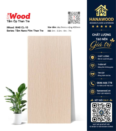 Tấm Ốp Sợi Than Tre Đa Năng Vân Vải Cam Nhạt iWood CL-10 khả năng chống nước uốn cong linh hoạt