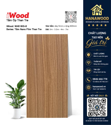 Tấm Than Tre Đa Năng Vân Gỗ Tự Nhiên Óc Chó iWood WG-6 sang trọng hiện đại độ bền cao