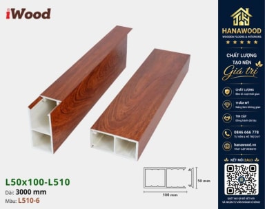Lam Hộp Gỗ Nhựa Trang Trí Cầu Thang iWood L510-6 màu sắc mộc mạc sang trọng hiện đại