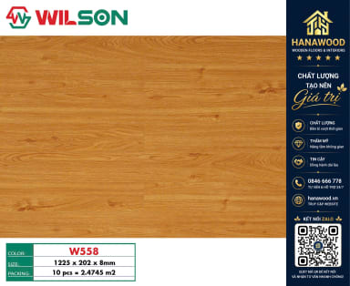 Sàn Gỗ Công Nghiệp Wilson W558 Dày 8mm màu sắc sang trọng phù hợp mọi không gian