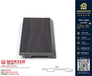 Len Chân Tường Nhựa PVC Giả Gỗ Charmwood PS95 Cao 90mm tính năng chống trầy che khe hở tường