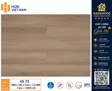Sàn Nhựa Hèm Khoá Giả Gỗ Hobiwood HS75 Dày 7mm tính năng chống trầy xước an toàn người dùng