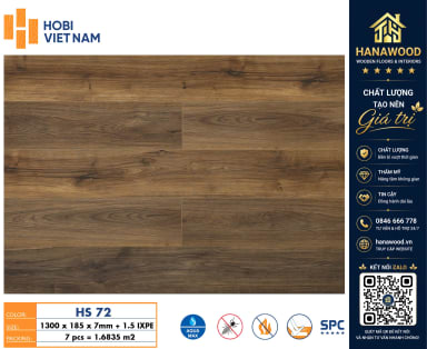 Sàn Nhựa Hèm Khóa Giả Gỗ 7mm Hobiwood HS72 độ bền lâu dài chống trơn trượt hiệu quả