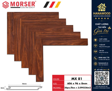 Sàn Gỗ Công Nghiệp Xương Cá Morser MX81 Dày 8mm chống ẩm mốc không cong vênh