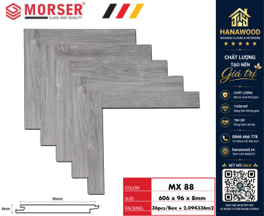 Sàn Gỗ Công Nghiệp Lát Xương Cá Morser MX88 Dày 8mm độ bền lâu dài chống trơn trượt