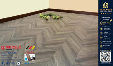 Sàn Gỗ Công Nghiệp Vân Xương Cá Morser XK141 Dày 8mm khả năng chống trầy xước chịu lực cao