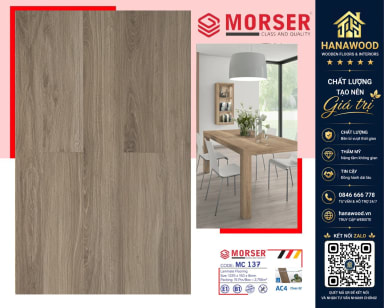 Sàn Gỗ Công Nghiệp Morser MC137 Dày 8mm khả năng chịu lực va đập nâng tầm không gian