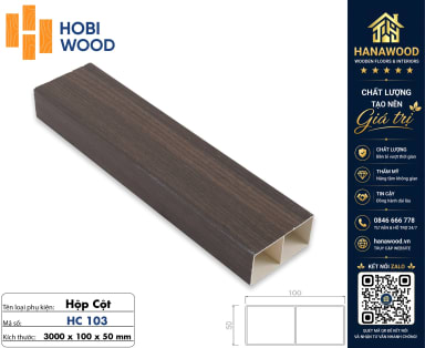 Thanh Lam Hộp Giả Gỗ Trang Trí Hobiwood HC103 Kích Thước 50x100mm chống nước tuyệt đối bề mặt bền màu