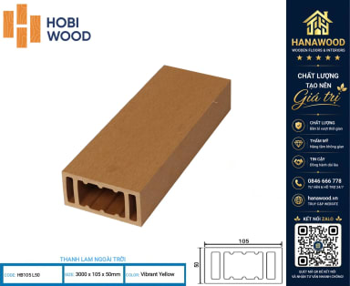 Thanh Lam Hộp Gỗ Nhựa Ngoài Trời Hobiwood HB105L50 Màu Vibrant Yellow phủ màng chống bám bẩn