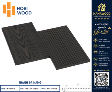 Thanh Lam Đa Năng Làm Hàng Rào Hobiwood HB142W10 Black Charcoal kết cấu dày dặn chống cong vênh