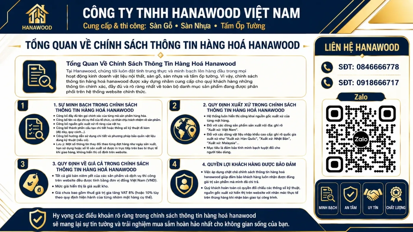 Chính Sách Thông Tin Hàng Hoá tại Hanawood