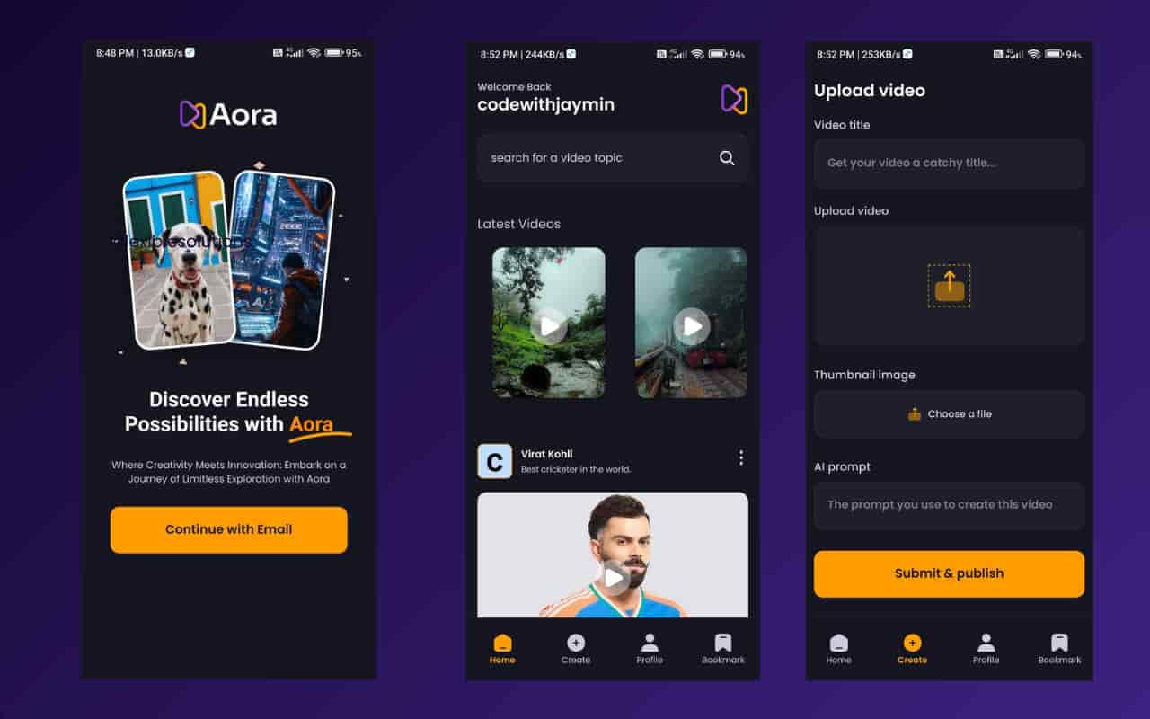 Aora video streaming app image